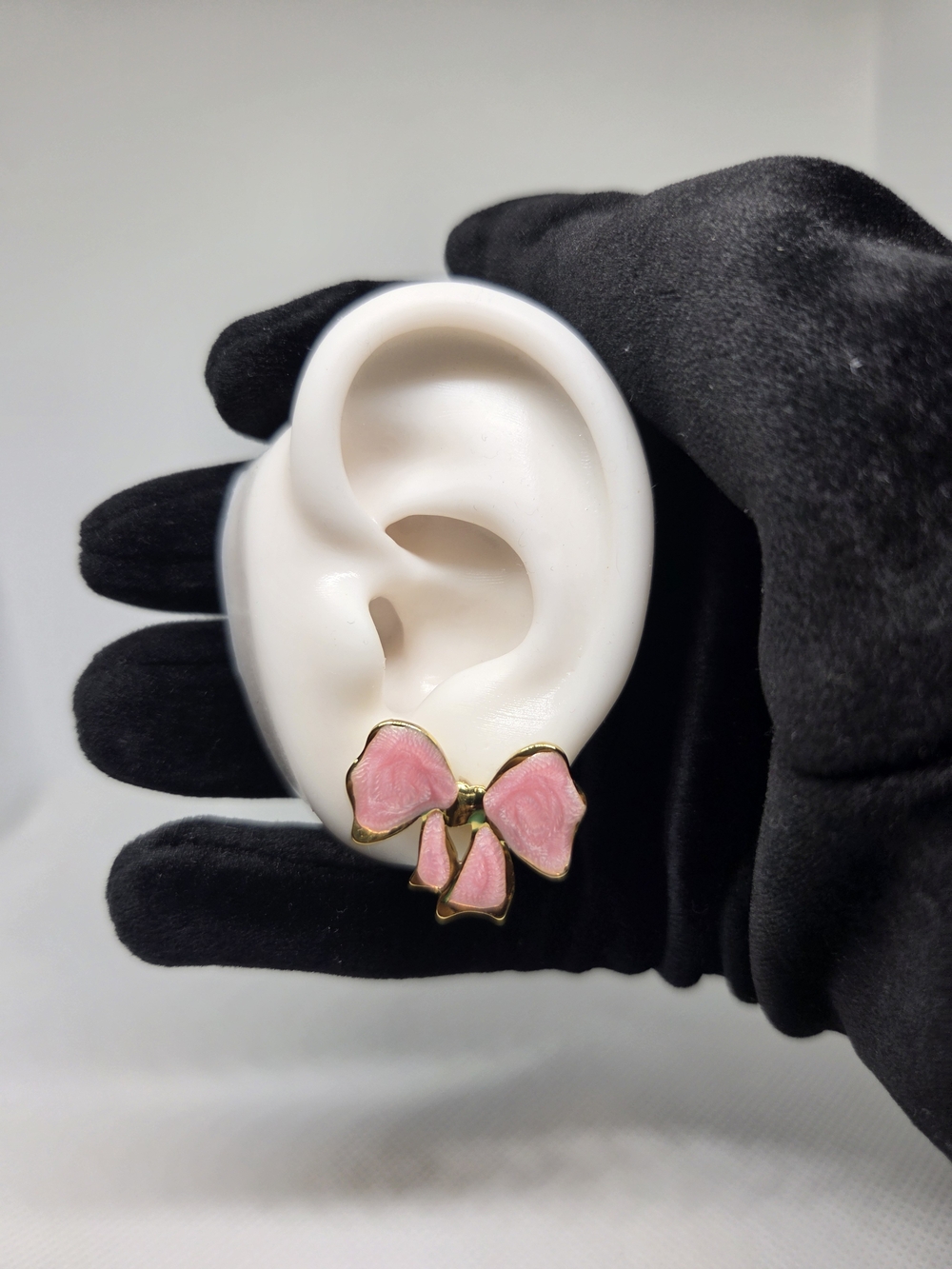 Shimmer Pink Bow Earrings